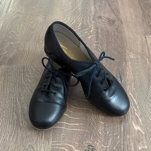 Capezio Black Leather Lace-Up Tap Shoes